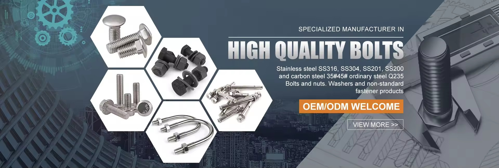 Boulons à écrous hexagonais en acier