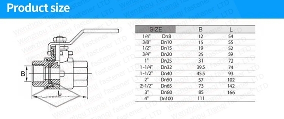 Acier inoxydable 304 316 soupape à bille CF8M CF8 NPT fil BSPT 1pc pour la structure du diaphragme et noir industriel