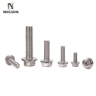 DIN Standard 304 en acier inoxydable vis à bride dentée antidérapante avec laveuse hexagonale externe boulon de finition de fente finition claire antidérapante