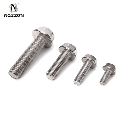 DIN Standard 304 en acier inoxydable vis à bride dentée antidérapante avec laveuse hexagonale externe boulon de finition de fente finition claire antidérapante
