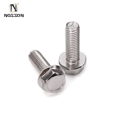 DIN Standard 304 en acier inoxydable vis à bride dentée antidérapante avec laveuse hexagonale externe boulon de finition de fente finition claire antidérapante