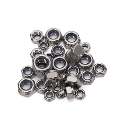 Noix de verrouillage hexagonale de mesure métrique standard ISO avec finition chromée et insertion en nylon zincée de classe 8