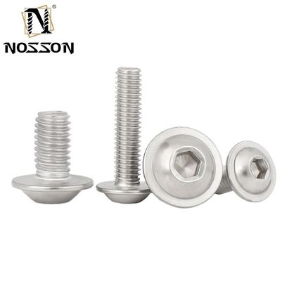 Tête plate Sortie en acier inoxydable noir vis hexagonale avec bride hexagonale m3 m4 m5 m6 m8 m10 m12 m14 m16 m20