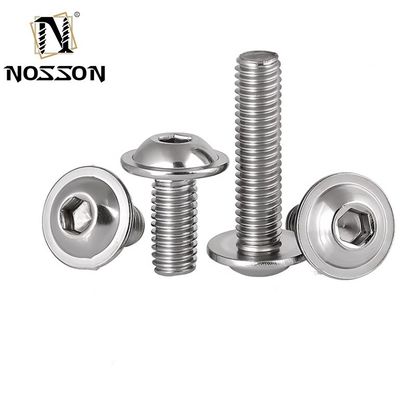 Zinc Finition personnalisée d'approvisionnement direct en acier de la flange de la tête de bouton de prise de vis M3 M4 M5 M6 Cross Hex Socket de la tête de laveuse à flanges