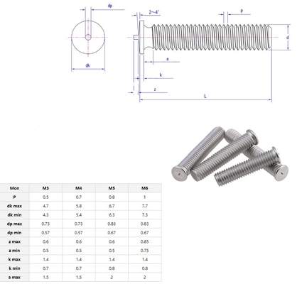 Screw de soudage à un point en acier d'argent standard pour les applications de soudage fort
