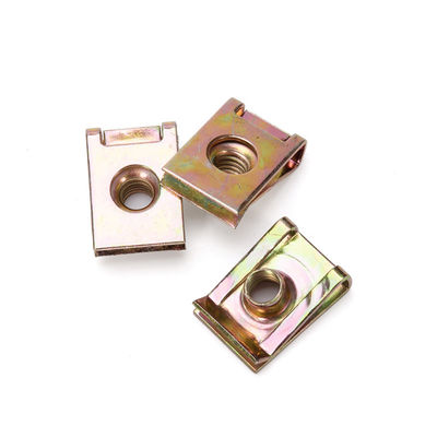 Système de mesure métrique Noix de pinceau de ressort de type U en acier à tête hexagonale Dacromet revêtu de zinc jaune-chromate finition plaquée