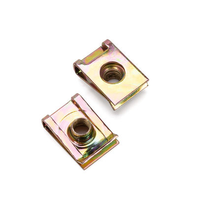 Système de mesure métrique Noix de pinceau de ressort de type U en acier à tête hexagonale Dacromet revêtu de zinc jaune-chromate finition plaquée