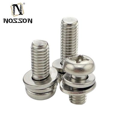 Acier inoxydable SUS 304 316 316L Finition plate Croix encastrée Tête de récipient Sems vis DIN7985 M3 M4 M5 avec certification ISO