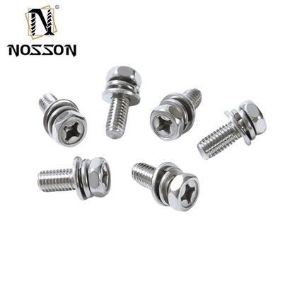 Acier inoxydable SUS 304 316 316L Finition plate Croix encastrée Tête de récipient Sems vis DIN7985 M3 M4 M5 avec certification ISO