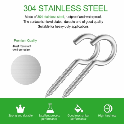 304 acier inoxydable Fer à vis à œil solide pour l'artisanat intérieur et extérieur JIS Standard ZINC PLATÉ finition