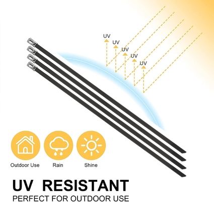 11.8 pouces Blanc 304 câbles en acier inoxydable Liens auto-verrouillable Liens fermeture à glissière métallique pour résistant à la corrosion et enveloppement sécurisé