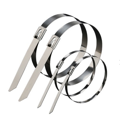 En stock PVC revêtu SS304 / 316 / 201 Serrage lourd auto câble en acier inoxydable attache avec plastique pulvérisé boule métallique 100PCS