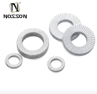 Finition Dacromet en acier inoxydable à double pliage auto-verrouillable à fermeture de coude Laveuse à verrouillage de coude Norme DIN pour l'acier au carbone et la finition en zinc