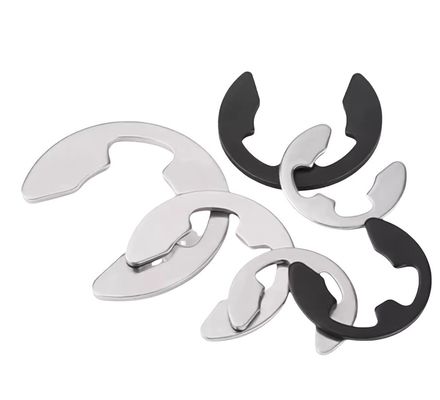 DIN6799 GB896 Circuit de type E en acier inoxydable en forme d'anneau en forme de E, noir, ouverte, pour les pièces de machines minières