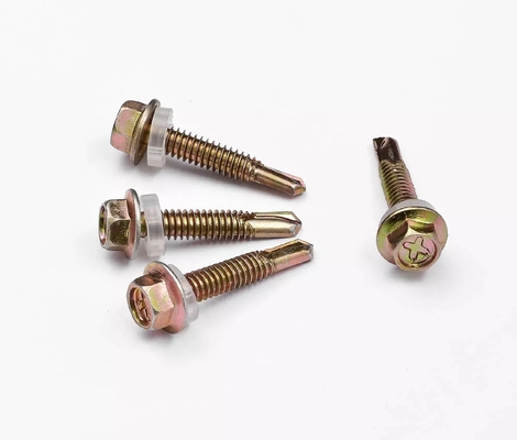 GB Standard en acier inoxydable hexagonale tête Patta auto-perçage feuille de métal vis de toiture avec laveuse en caoutchouc finition plate système de mesure INCH