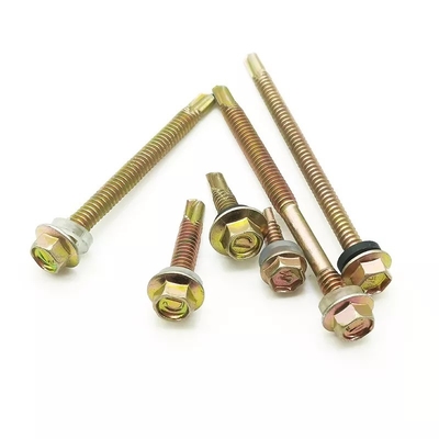 GB Standard en acier inoxydable hexagonale tête Patta auto-perçage feuille de métal vis de toiture avec laveuse en caoutchouc finition plate système de mesure INCH