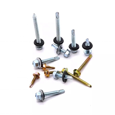 GB Standard en acier inoxydable hexagonale tête Patta auto-perçage feuille de métal vis de toiture avec laveuse en caoutchouc finition plate système de mesure INCH