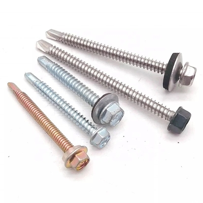 Screw de toiture de bâtiment ST5.5 Galvanisé Métal Hexagon Head Tek Bois en acier inoxydable Hex Screw de perçage avec laveuse EPDM