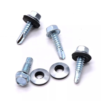 Screw de toiture de bâtiment ST5.5 Galvanisé Métal Hexagon Head Tek Bois en acier inoxydable Hex Screw de perçage avec laveuse EPDM