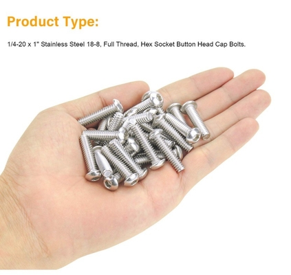 Système de mesure métrique 1/4-20 x 1 pouce en acier inoxydable Tête de plaque Socket Cap Boulons vis 18-8 304 Grade Allen Hex Drive