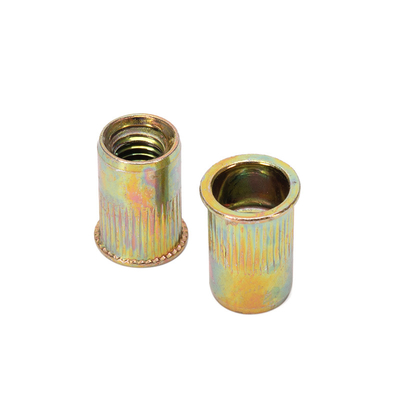 Échantillon en stock: écrous en acier, corps rond, tête plate, écrous métriques, écrous en acier au carbone, inserts filetés, écrous zincés