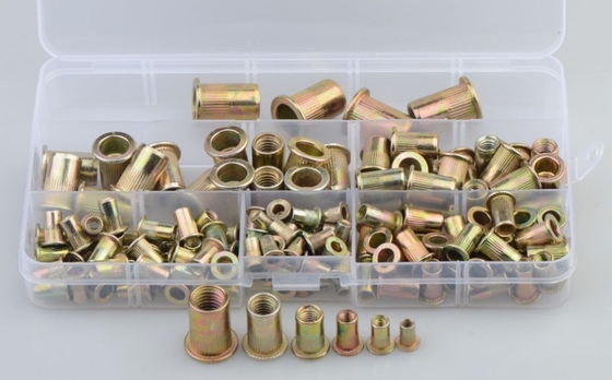 17*10*2.3 Titane en acier au carbone couleur plaquée en zinc grain vertical tête plate combinaison de noix de rivet 150pcs