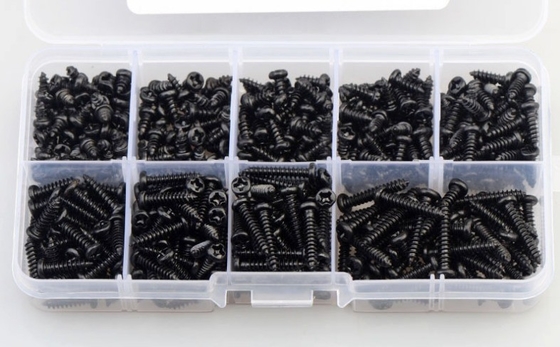 ALLOY Couleur naturelle 450pcs M3 acier au carbone Noir Croix PA Pan Tête ronde Tête auto-tapping vis ensemble de combinaison