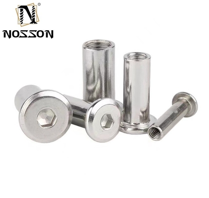 M3 M4 M5 M6 M8 M10 Boulons et écrous de connecteurs de meubles en acier nickel plaqué tête de prise plate manche de fût écrous DIN Standard