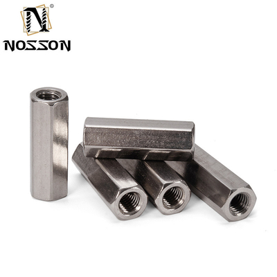 Acier inoxydable minier 201/304/316 M4 M5 M6 M6 M16 Longues écrous d'accouplement hexagonal à filetage hexagonal DIN6334 3/8 &quot;-16 x 1-1/8