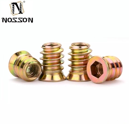 Système de mesure métrique Couleur Zinc plat M6 M8 M10 Meubles Noix d'insertion en bois pour l'industrie du bois