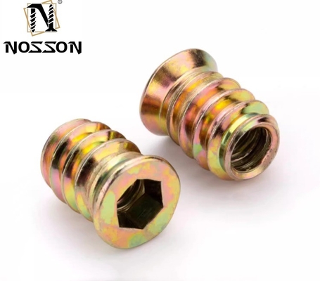 Système de mesure métrique Couleur Zinc plat M6 M8 M10 Meubles Noix d'insertion en bois pour l'industrie du bois