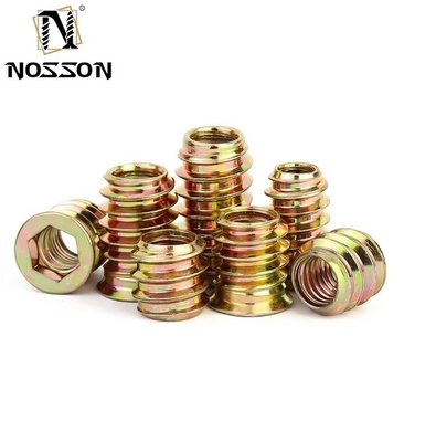 Système de mesure métrique Couleur Zinc plat M6 M8 M10 Meubles Noix d'insertion en bois pour l'industrie du bois