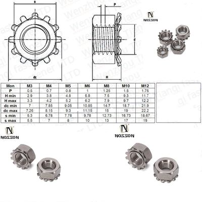 Équipement de fabrication d'aliments et de boissons Norme GB SUS304 Noix K-Lock Noix hexagonale avec lave-dents externe