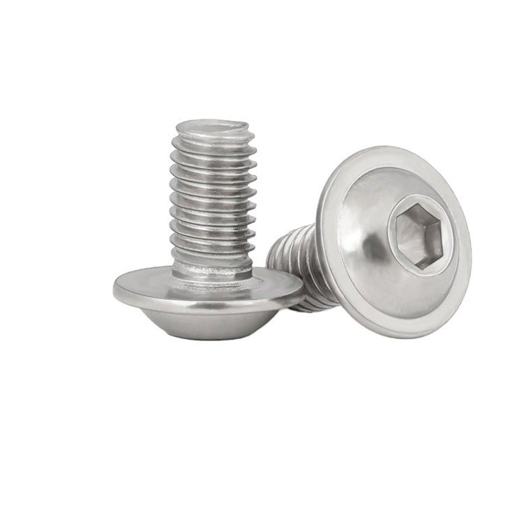 Tête plate Sortie en acier inoxydable noir vis hexagonale avec bride hexagonale m3 m4 m5 m6 m8 m10 m12 m14 m16 m20