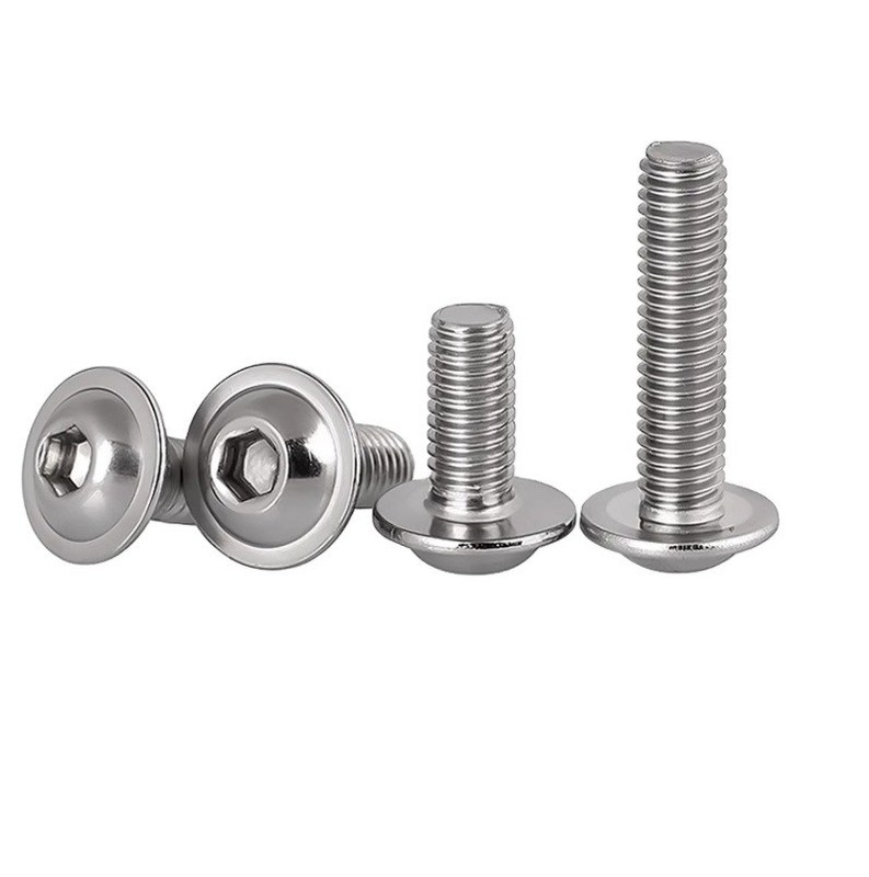 Zinc Finition personnalisée d'approvisionnement direct en acier de la flange de la tête de bouton de prise de vis M3 M4 M5 M6 Cross Hex Socket de la tête de laveuse à flanges