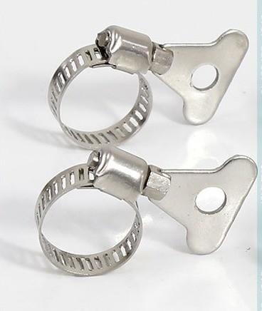 Échantillon en stock de pince à gorge en acier inoxydable SS304 avec poignée pour tuyau d'eau, boucle de fixation en finition en zinc