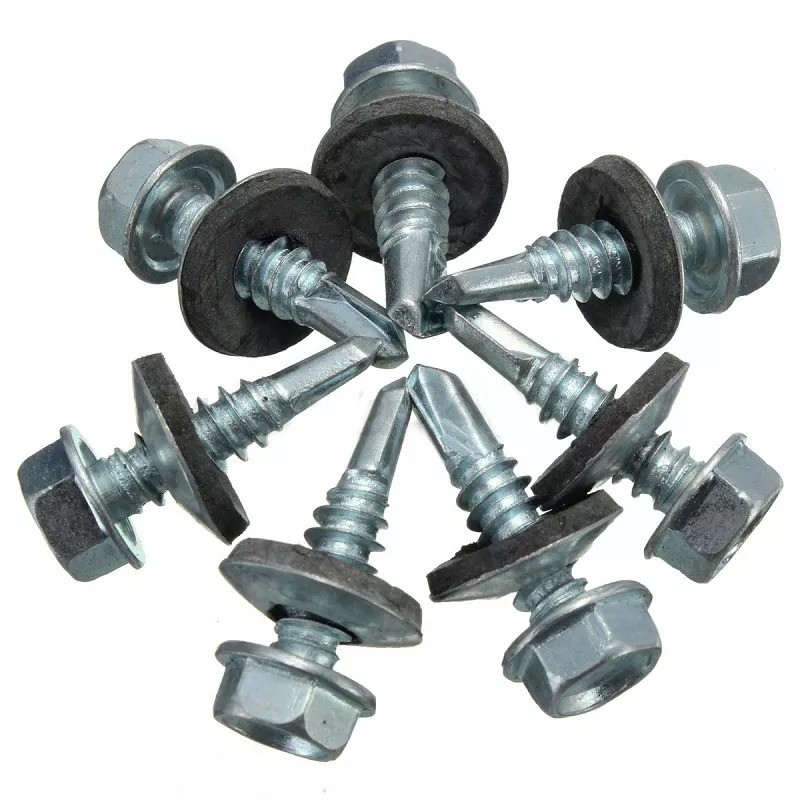GB Standard en acier inoxydable hexagonale tête Patta auto-perçage feuille de métal vis de toiture avec laveuse en caoutchouc finition plate système de mesure INCH