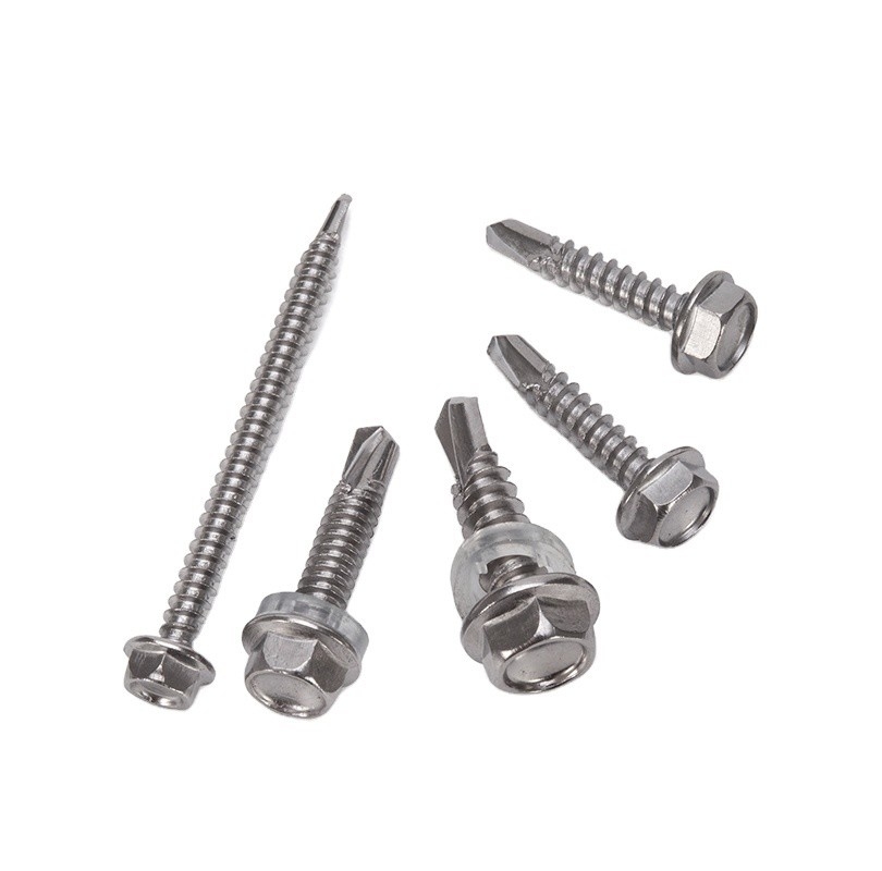 Écrous de toiture à tête hexagonale galvanisés en acier inoxydable à forage automatique avec laveuse en caoutchouc ST3.9 ST4.2 ST4.8 ST5.5 ST6.3 pour toiture