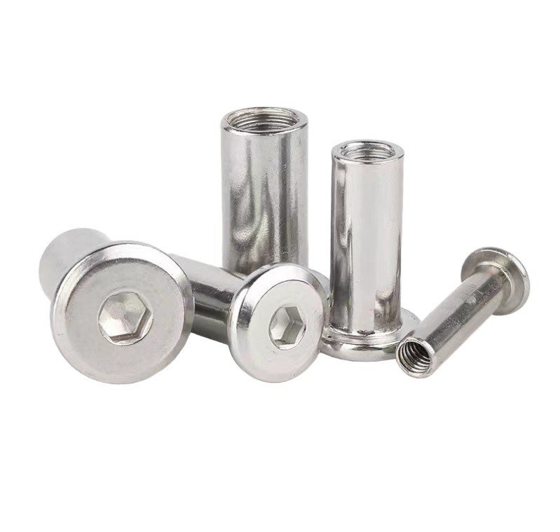 M5 M6 M8 M10 M12 Tête plate Tête de sortie Tête de connecteur de meuble Manche de fût de noix avec matériau en acier inoxydable standard DIN