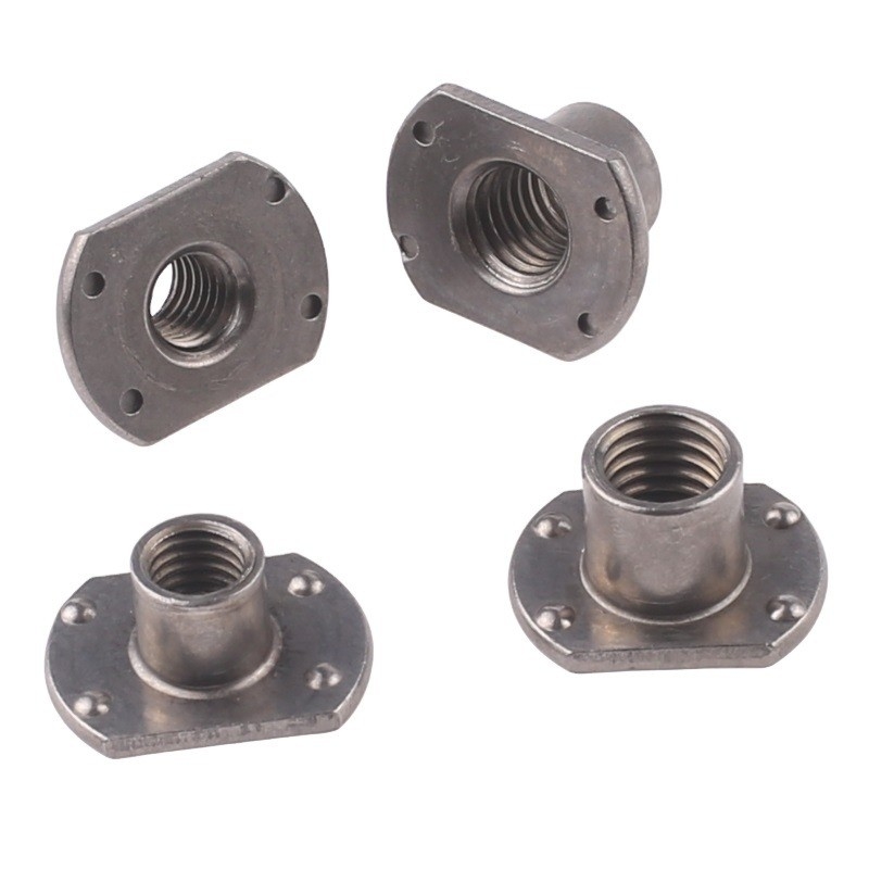 M6 M8 M10 Connecteur pour meubles en acier inoxydable Base ronde plate Baril fileté T Noix de soudure pour applications dans les systèmes pétroliers et gaziers