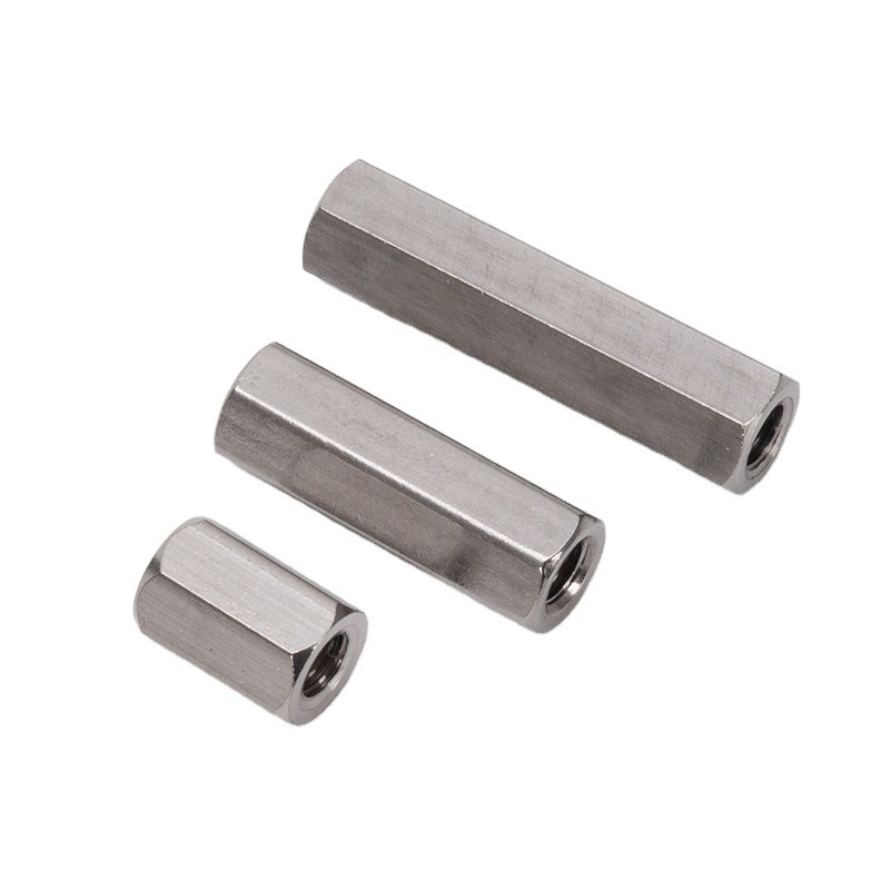 Acier inoxydable minier 201/304/316 M4 M5 M6 M6 M16 Longues écrous d'accouplement hexagonal à filetage hexagonal DIN6334 3/8 &quot;-16 x 1-1/8
