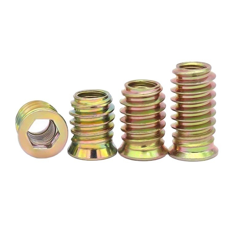 Système de mesure métrique Couleur Zinc plat M6 M8 M10 Meubles Noix d'insertion en bois pour l'industrie du bois